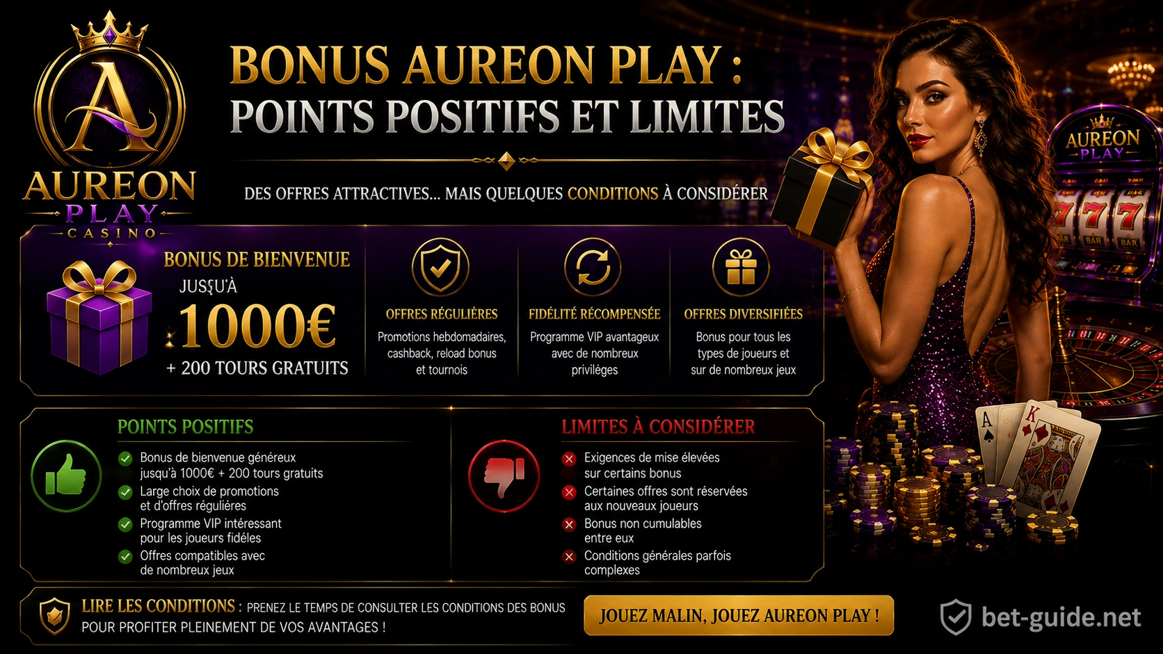 Bonus AUREON PLAY : points positifs et limites